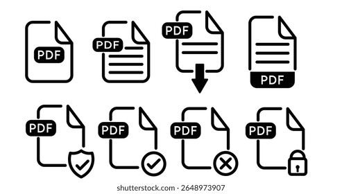PDF file format icons vector.