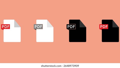PDF file format icons vector.