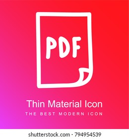 Pdf File Hand Drawn Symbol Red And Pink Gradient Material White Icon Minimal Design