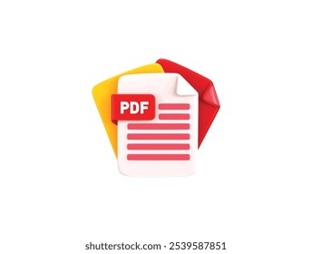 PDF-Datei-Symbol im 3D-Stil, Symbol, Vektorgrafik