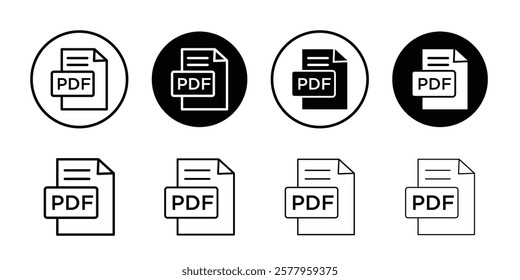 PDF file icon black and white vector sign