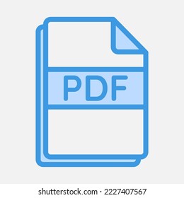 icono de archivo PDF en azul, uso para presentación de aplicación móvil del sitio web