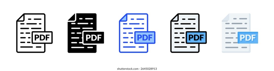 Pdf File Icon Collection With Multiple Styles