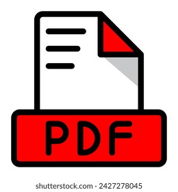 Pdf file icon colorful style design. document format text file icons, Extension, type data, vector illustration.