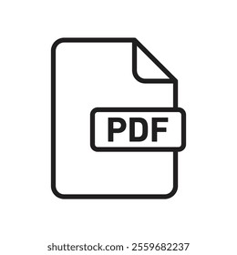 PDF file icon Flat art in black and white isolated