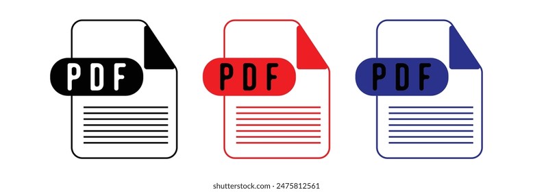 PDF file icon format. Pdf download document image button vector doc icon. PDF icon . 