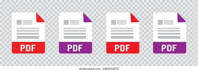 PDF file icon format. Pdf download document image button vector doc icon