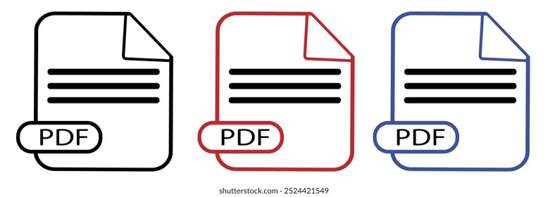 formato do ícone do arquivo PDF. Pdf download de documento botão de imagem vetor doc .