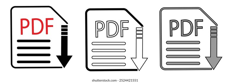 formato do ícone do arquivo PDF. Pdf download de documento botão de imagem vetor doc .