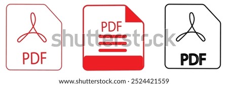 PDF file icon format. Pdf download document image button vector doc .