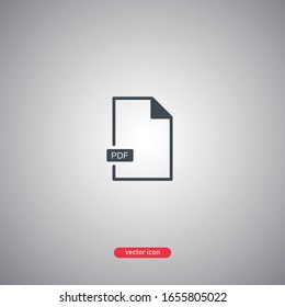 Pdf file icon isolated on gray background. Modern line style. Vector illustration.
