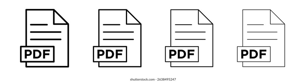 PDF file icon Outline sign symbol set