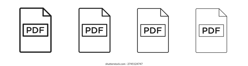 PDF file icon outline vector. outline icons collection.