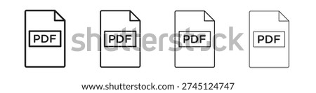 PDF file icon outline vector. outline icons collection.