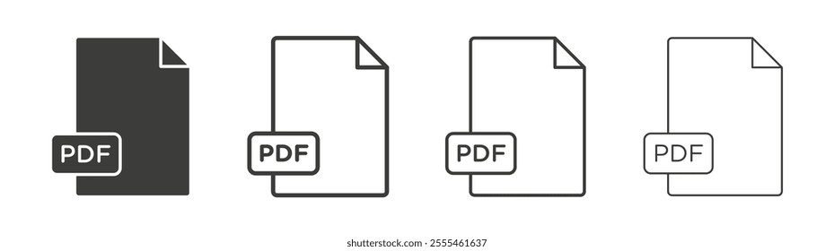 PDF file icon pack. vector illustration