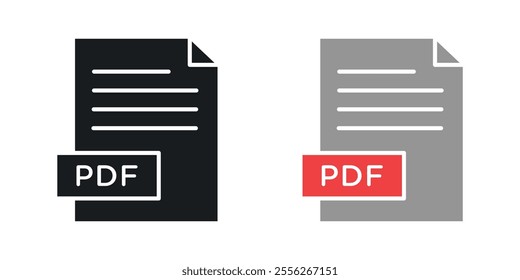 PDF file icon set in black and colored versions.