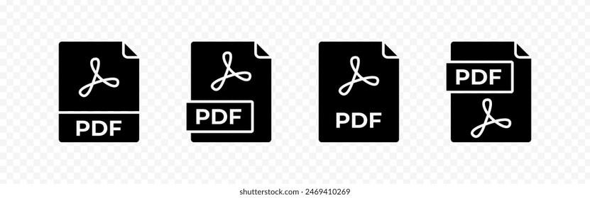 PDF file icon set isolated on transparent background