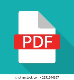 Icono de archivo PDF y sombra aislada en segundo plano. Vector.