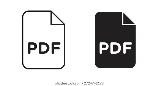 Icono de archivo PDF Vectores simples en negro, adecuado para proyectos