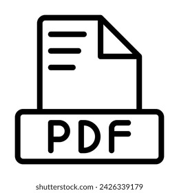 Pdf file icon solid style design. Document text file symbol, vector illustration.