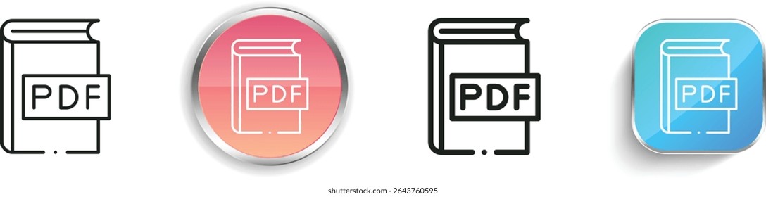 pdf file icon. Thin Linear, Regular and Button Style Design Isolated On White Background