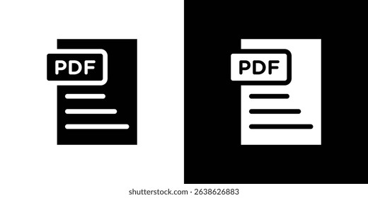 PDF file icon Vector in flat style. Collection silhouettes