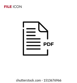 Pdf file icon vector on white background