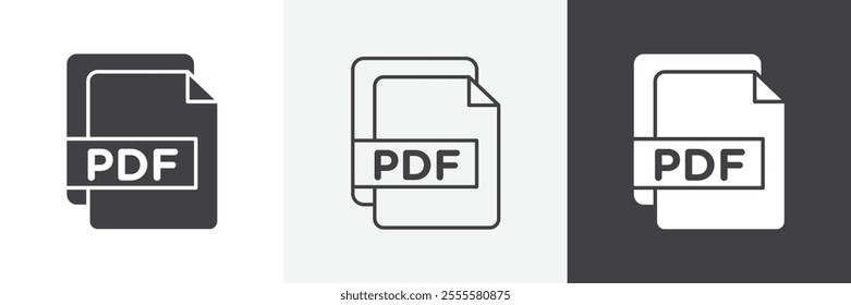 PDF file icon vector set for ui designs