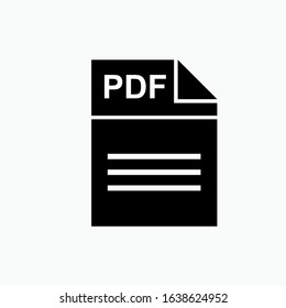 PDF File Icon - Vector, Sign and Symbol for Design, Presentation, Website or Apps Elements. Presented in Glyph Style.