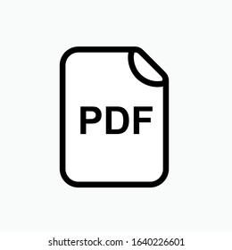 PDF File Icon - Vector, Sign and Symbol for Design, Presentation, Website or Apps Elements. Presented in Line Art Style.