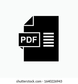 PDF File Icon - Vector, Sign and Symbol for Design, Presentation, Website or Apps Elements. Presented in Glyph Style.