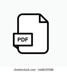 PDF File Icon - Vector, Sign and Symbol for Design, Presentation, Website or Apps Elements. Presented in Line Art Style.