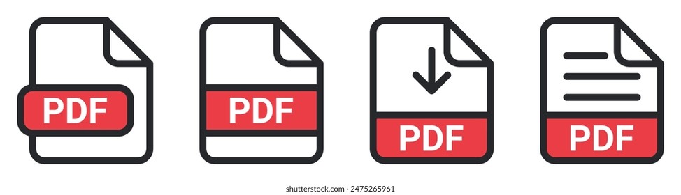 Pdf file icon vector. symbol, sign, extension, format