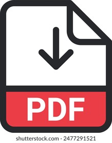 Pdf file icon vector. symbol, sign, extension, format