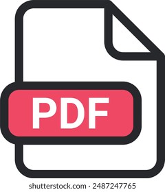 Pdf file icon vector. symbol, sign, extension, format