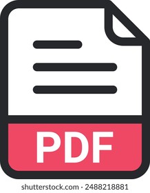 Pdf file icon vector. symbol, sign, extension, format