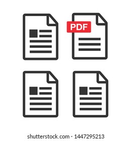PDF File Icons. Document icon set. File Icons line style illustration