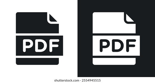 PDF file icons in solid black and white colors