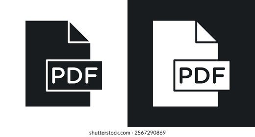 PDF file icons in solid black and white colors