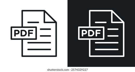 PDF file icons in thin black and white stroke liner style