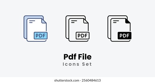 Pdf File Icons thin line and glyph vector icon stock illustration