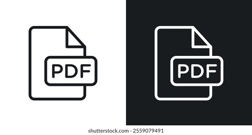 PDF file icons. vector set in black colors