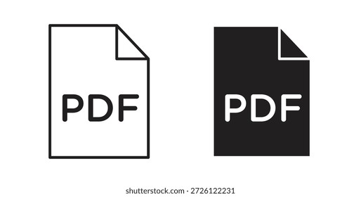 Símbolo vetorial de ícones de arquivo PDF com traçado editável e versões simples