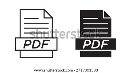 PDF file icons, vector symbols. filled flat sign