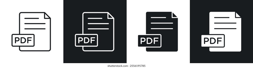 PDF file linear icon set for app, and web design.