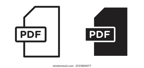 PDF file liner icon vector set.