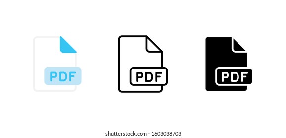 PDF file meeting icon. Business flat, silhouette, line vector illustration on white background