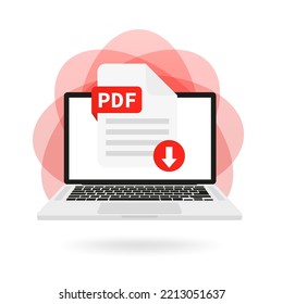 A pdf file on a laptop. Vector illustration