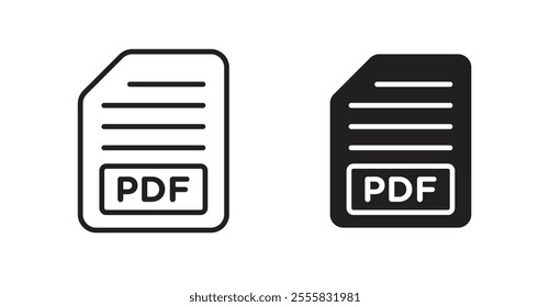 PDF file outlined and solid icon vector collection.