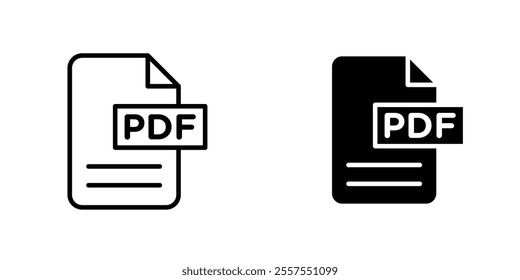 PDF file outlined and solid icon vector collection.